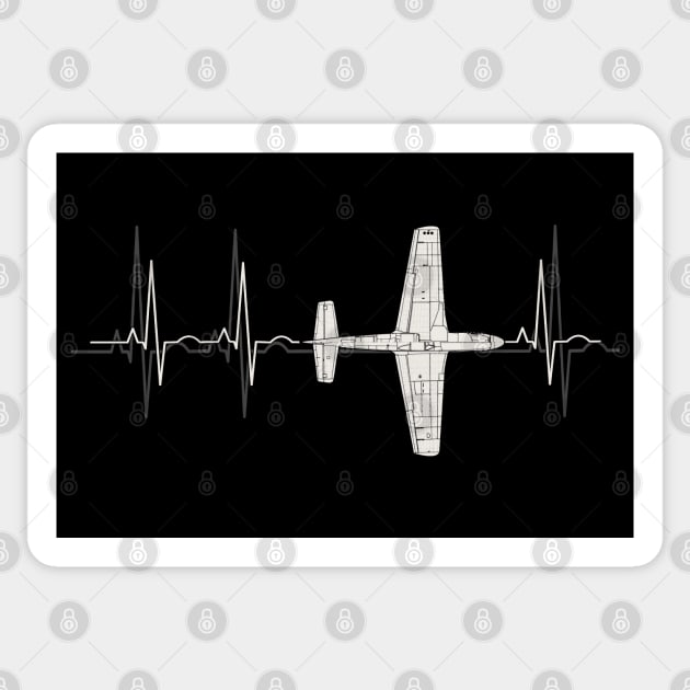 Heartbeat Airplane - I Love Flying Sticker by Jose Luiz Filho